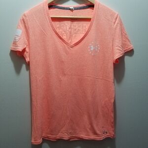 Under Armour XL Coral Charged Wounded Warrior Project V-Neck T-Shirt Women's